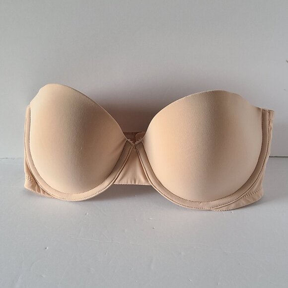 GILLEY HICKS "FIND YOUR HAPPY PLACE ''STRAPLESS LIGHTLY LINED- BEIGE BRA -32D - Picture 1 of 12